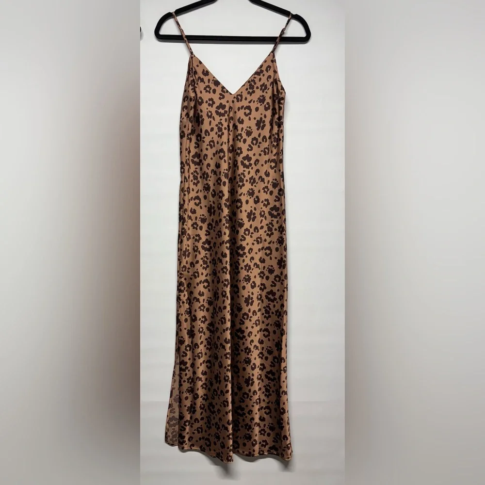 ✨A New Day Leopard Print Satin Slip Dress Size XS